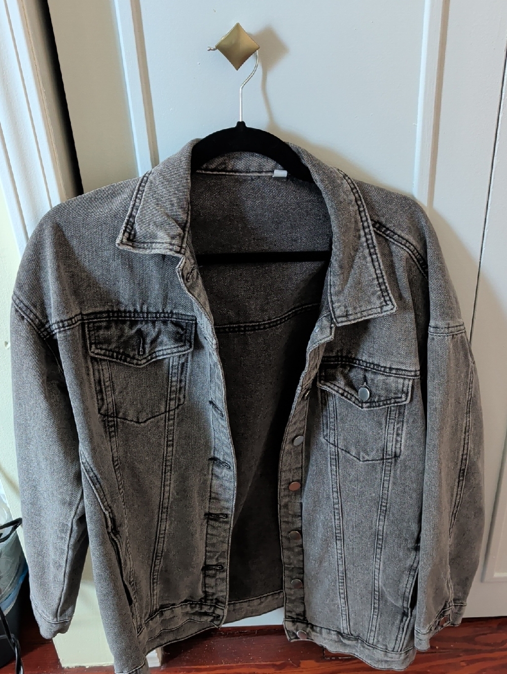 Oversized Washed Black Denim Jacket